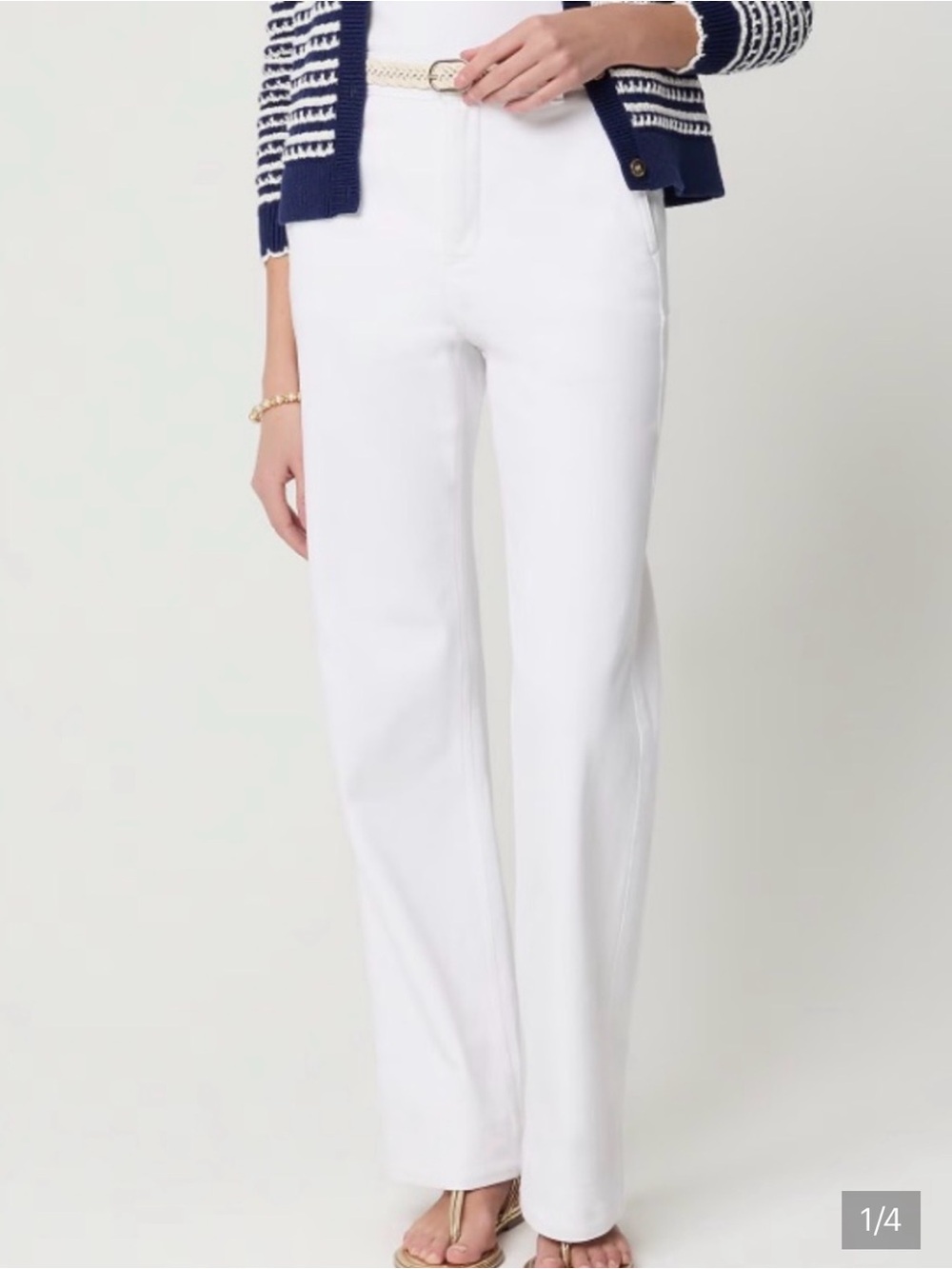 NWT J. Crew Factory white drapey high rise trouser jean, size 28